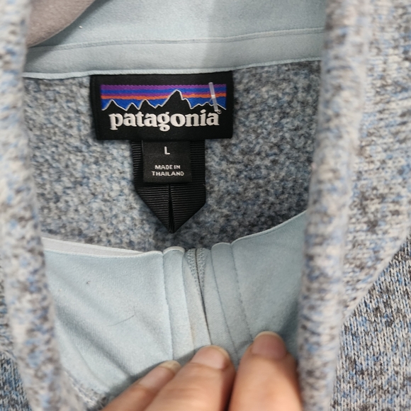 EUC Patagonia Tubular Blue Sweater Quarter Zip Fleece Popover Jacket Size Large - Picture 10 of 11